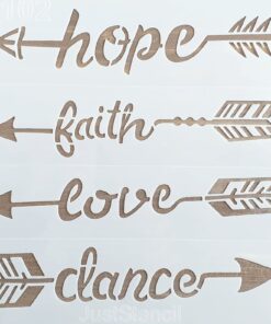 Șablon – hope – faith – love – 20x20 cm