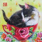 Șervețel - Chat en Rose - 33x33 cm