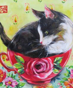 Șervețel - Chat en Rose - 33x33 cm