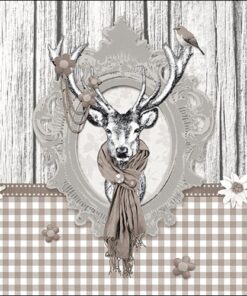 Șervețel - Decorated Deer Taupe - 33x33 cm