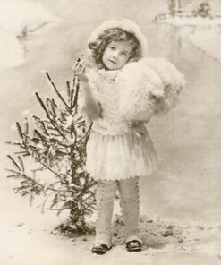 Șervețel - Girl with Christmas - 33x33 cm