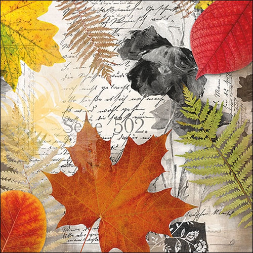 Șervețel - Leaves on Letter - 33x33 cm 1 Șervețel - Leaves on Letter - 33x33 cm