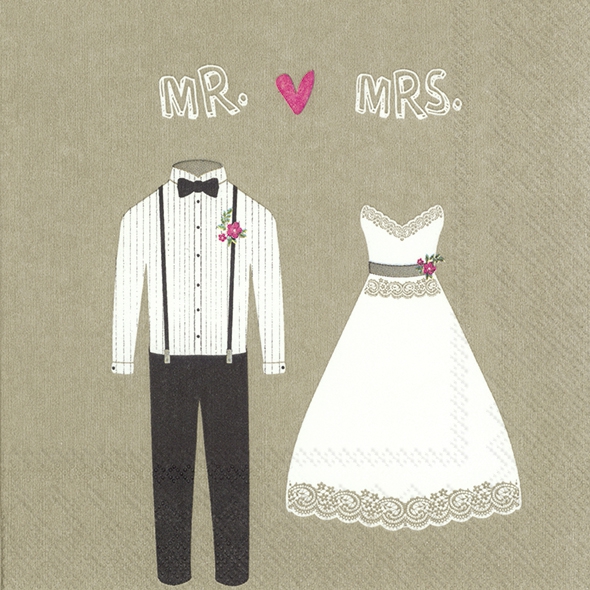 Șervețel - Mr and Mrs linen - 33x33 cm 1 Șervețel - Mr and Mrs linen - 33x33 cm