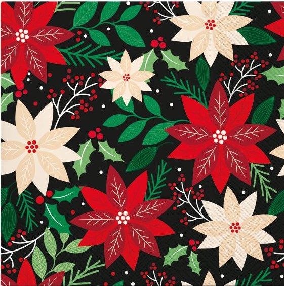 Șervețel - Poinsettia Pattern - 33x33 cm 1 Șervețel - Poinsettia Pattern - 33x33 cm