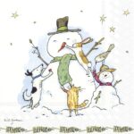 Șervețel - Snowman whit Friends - 33x33 cm