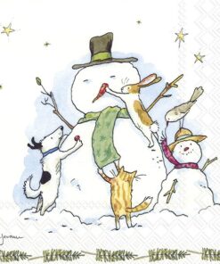 Șervețel - Snowman whit Friends - 33x33 cm