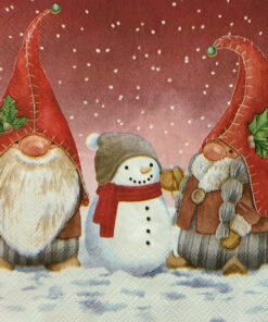 Șervețel - Snowman with Gnoms  - 33x33 cm