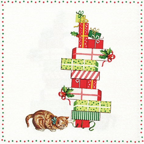 Șervețel decoupage - Cats and Presents - 33x33 cm 1 Șervețel decoupage - Cats and Presents - 33x33 cm