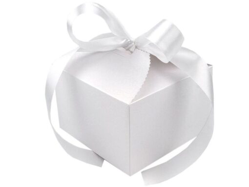 Cutie cadou cu panglică - perlă - 12,5x12,5x8,5 cm 1