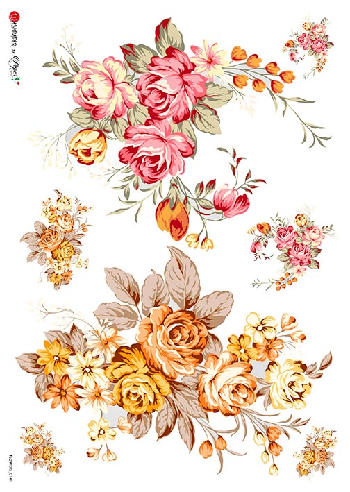 Hârtie de orez – Flowers 2 – A4 1 Hârtie de orez – Flowers 2 – A4