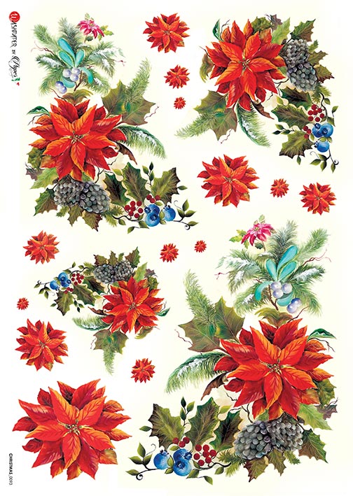 Hârtie de orez – Poinsettia – A4 1 Hârtie de orez – Poinsettia – A4