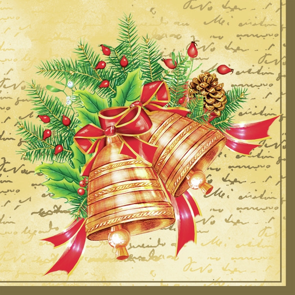Șervețel - Christmas bells - cream - 33x33 cm 1 Șervețel - Christmas bells - cream - 33x33 cm