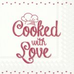 Șervețel - Cooked whit love - red - 33x33 cm Șervețel - Cooked whit love - red - 33x33 cm
