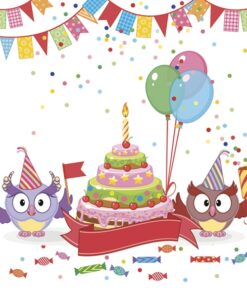 Șervețel - Funny Owls with B-day Cake - 33x33 cm