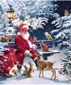 Șervețel - Santa On Bench - 33x33 cm