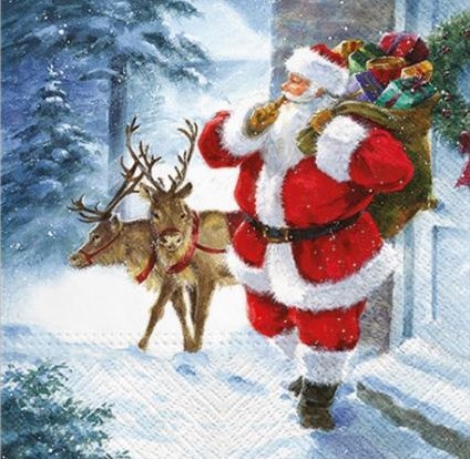 Șervețel - Santa is coming - 33x33 cm 1 Șervețel - Santa is coming - 33x33 cm