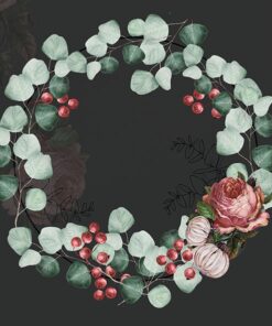 Șervețel - Wreath of Eucalyptus Black - 33x33 cm