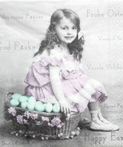 Șervețel - Girl whit Egg Basket - 33x33 cm
