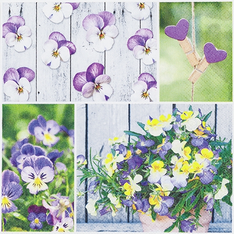 Șervețel - Pansy Mix - 33x33 cm 1 Șervețel decoupage panselute