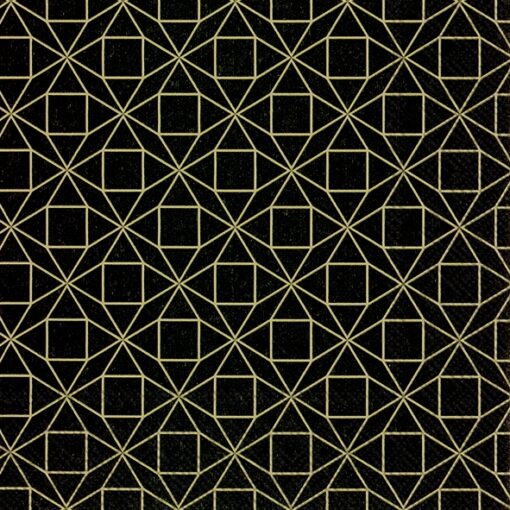 Șervețel - Square pattern - black - 33x33 cm