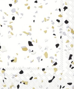 Șervețel - Terrazzo black-gold - 33x33 cm