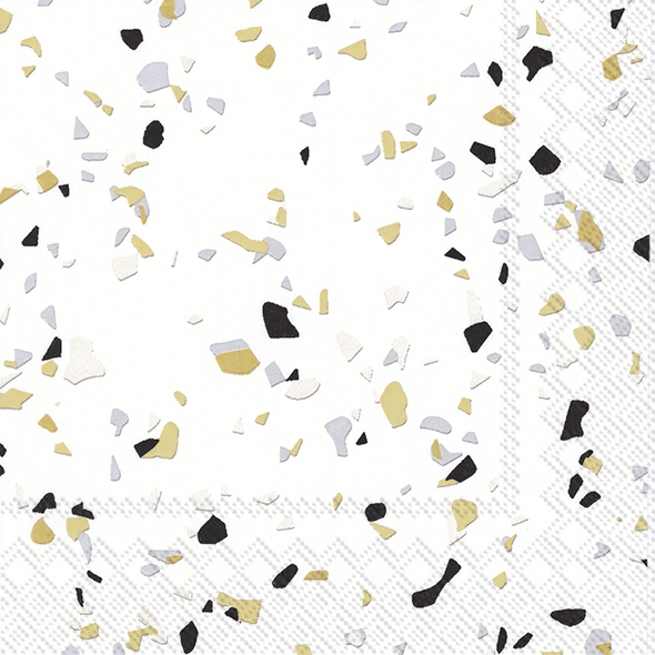 Șervețel - Terrazzo black-gold - 33x33 cm 1 Șervețel - Terrazzo black-gold - 33x33 cm