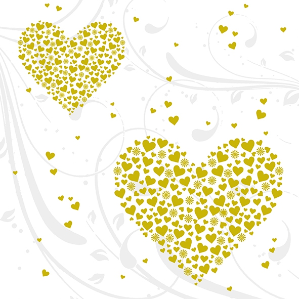 Șervetel - Golden Hearts - 33x33 cm 1 Șervetel - Golden Hearts - 33x33 cm
