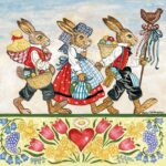 Șervețel -Three Rabbits - 33×33 cm