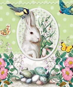 Șervețel - White Rabbit  Green - 33×33 cm