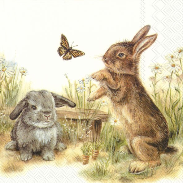 Șervețel decoupage – Bunny and Clyde – 33×33 cm 1 Șervețel decoupage – Bunny and Clyde – 33×33 cm