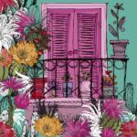 Servețel decoupage –Balcony – 33×33 cm