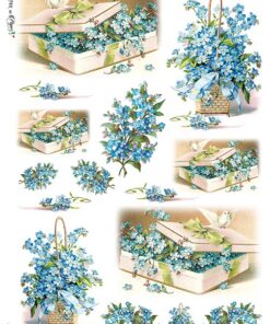 Hârtie de orez – Blue Flowers – A3