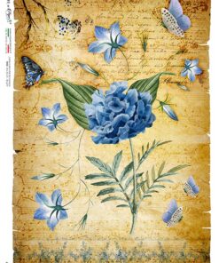 Hârtie de orez – Blue Flowers – A5