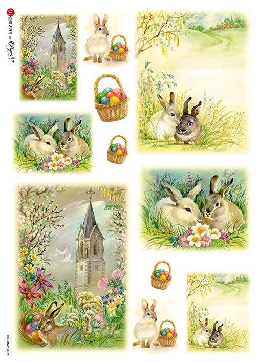 Hârtie de orez – Rabbits – A4 1 Hârtie de orez – Rabbits – A4