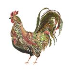 Servetel- Green Rooster - 33x33cm