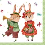 Șervețel decoupage – Rabbit Couple – 33×33 cm