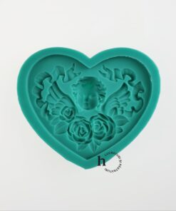 Matriță silicon -  Heart with Roses  - 12.5x10 cm