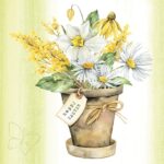 Șervețel - Easter Bouquet in Pot - 33x33 cm