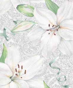 Șervețel - White Lily with Ribbon - 33x33