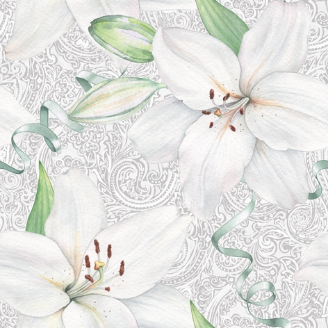 Șervețel - White Lily with Ribbon - 33x33 1 Șervețel - White Lily with Ribbon - 33x33