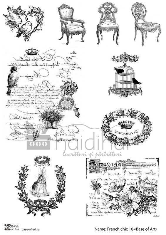 Hârtie decoupage transfer – French chic 16 – A4 1 Hârtie decoupage transfer – French chic 16 – A4