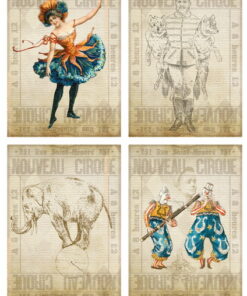Hârtie decoupage  - Set circus 2  - A4