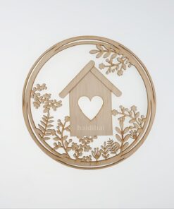 Decorațiune lemn - coroniță - bird house - 22 cm