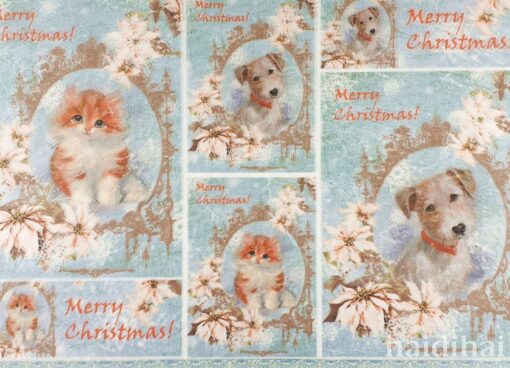 Hârtie de orez - Merry Christmas dog&cat - A3 1