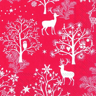 Șervețel - Nordic Pattern red - 33x33 cm 1 Șervețel - Nordic Pattern red - 33x33 cm