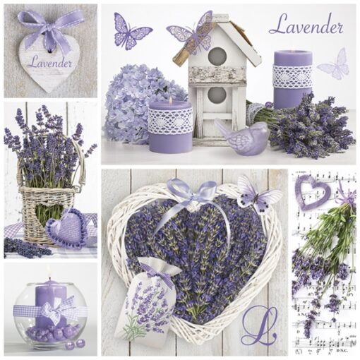 Șervețel – Lavender Collage – 33×33 cm 1
