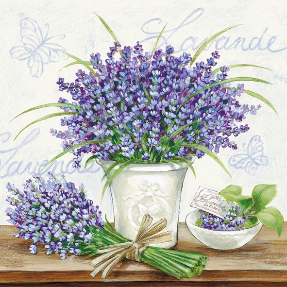 Șervețel decoupage - Lavender Scene Cream - 33X33 cm 1 Șervețel decoupage - Lavender Scene Cream - 33X33 cm