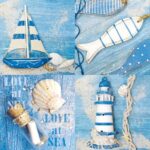 Servetel decoupage - Love at Sea - 33X33 cm