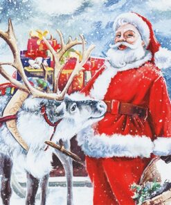 Șervețel decoupage - Santa with Reindeer  - 33x33 cm