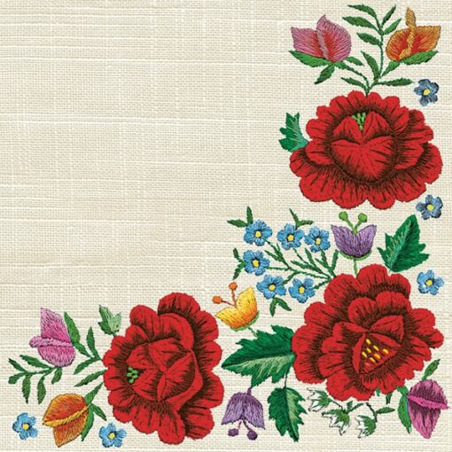 Șervețel - Poppy Embroidery Border - 33x33 cm 1